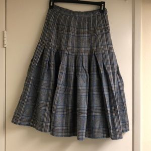 Vintage Pendleton Plaid Blue Skirt Midi